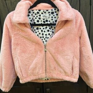 Lola + The Boys Rainbow Faux Fur Coat with Star Lining